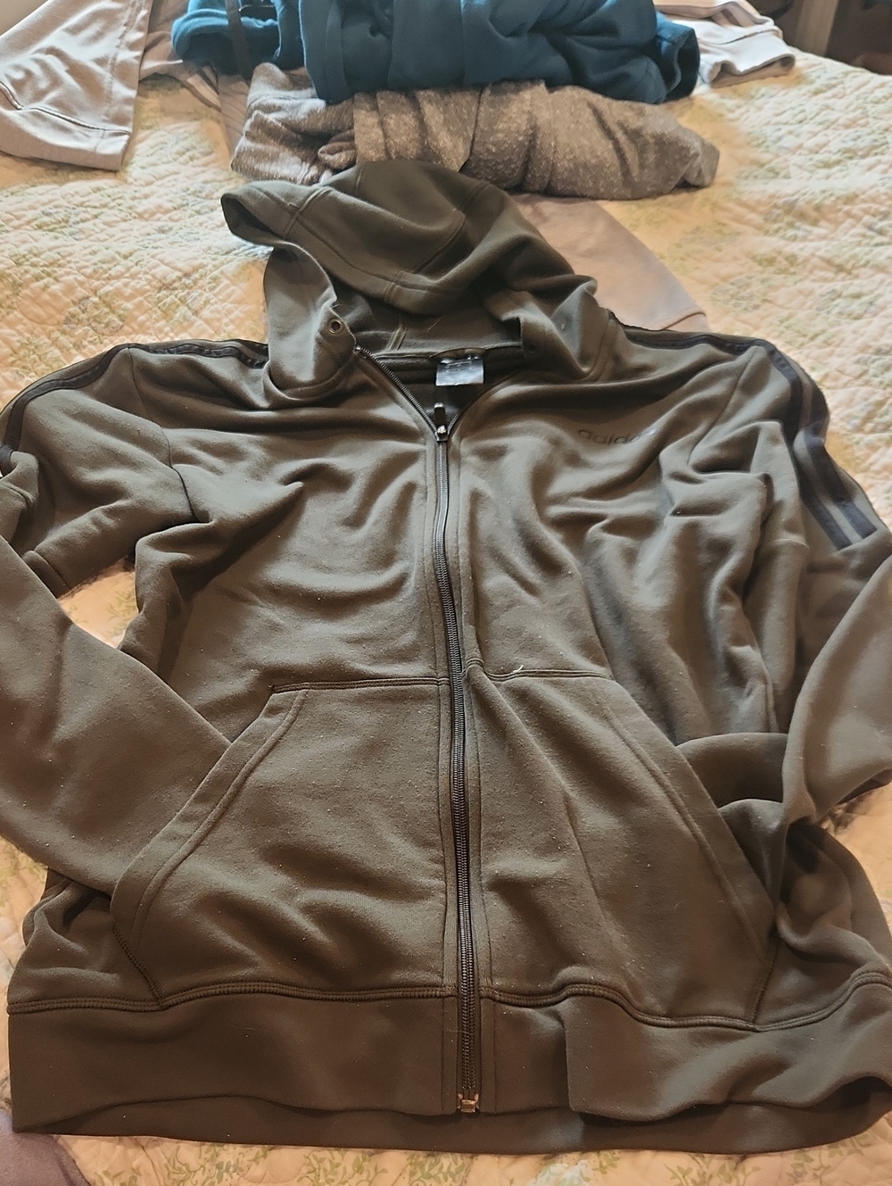 adidas Olive Green Full-Zip Hoodie Jacket